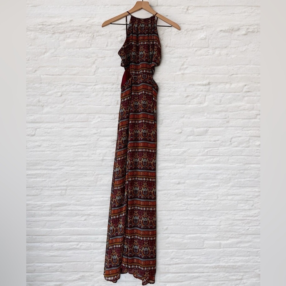 Gianni Bini Boho Paisley Waist Cutout Halter Maxi Dress Size S - Picture 2 of 13